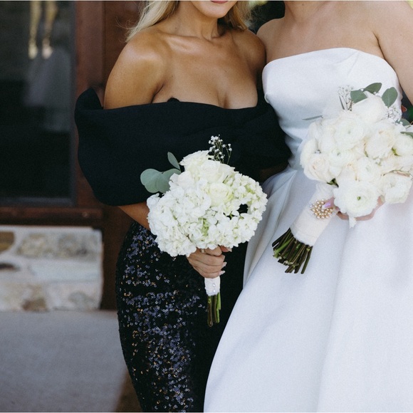 ASOS Design off the shoulder split hem black sequin maxi dress - Picture 4 of 4